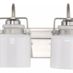 4 Light 120 volt Brushed Nickel Vanity Opal Glass Bell Light Fixture 2