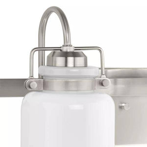4 Light 120 volt Brushed Nickel Vanity Opal Glass Bell Light Fixture 3