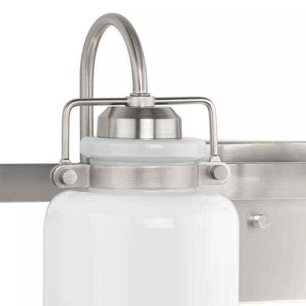 4 Light 120 volt Brushed Nickel Vanity Opal Glass Bell Light Fixture 3