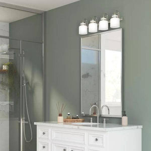 4 Light 120 volt Brushed Nickel Vanity Opal Glass Bell Light Fixture 4