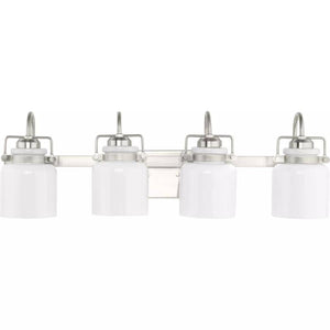 4 Light 120 volt Brushed Nickel Vanity Opal Glass Bell Light Fixture 1