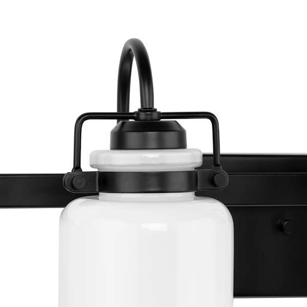 4 Light 120 volt Matte Black Vanity Opal Glass Bell Light Fixture 2