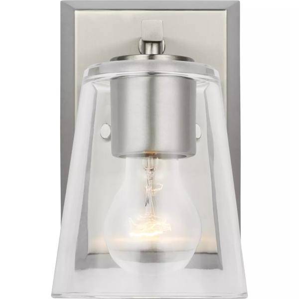 1 Light 120 volt Brushed Nickel Vanity Clear Glass Light Fixture 2