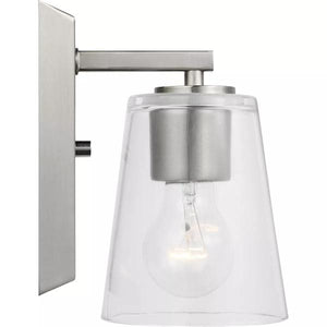 1 Light 120 volt Brushed Nickel Vanity Clear Glass Light Fixture 3