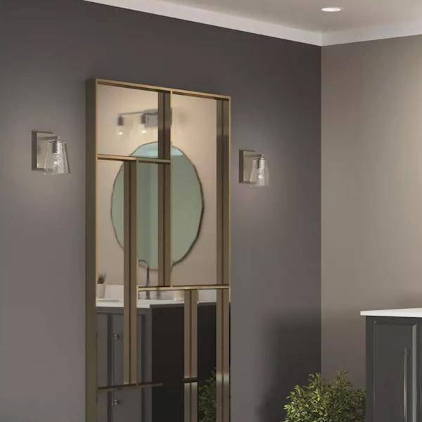 1 Light 120 volt Brushed Nickel Vanity Clear Glass Light Fixture 4