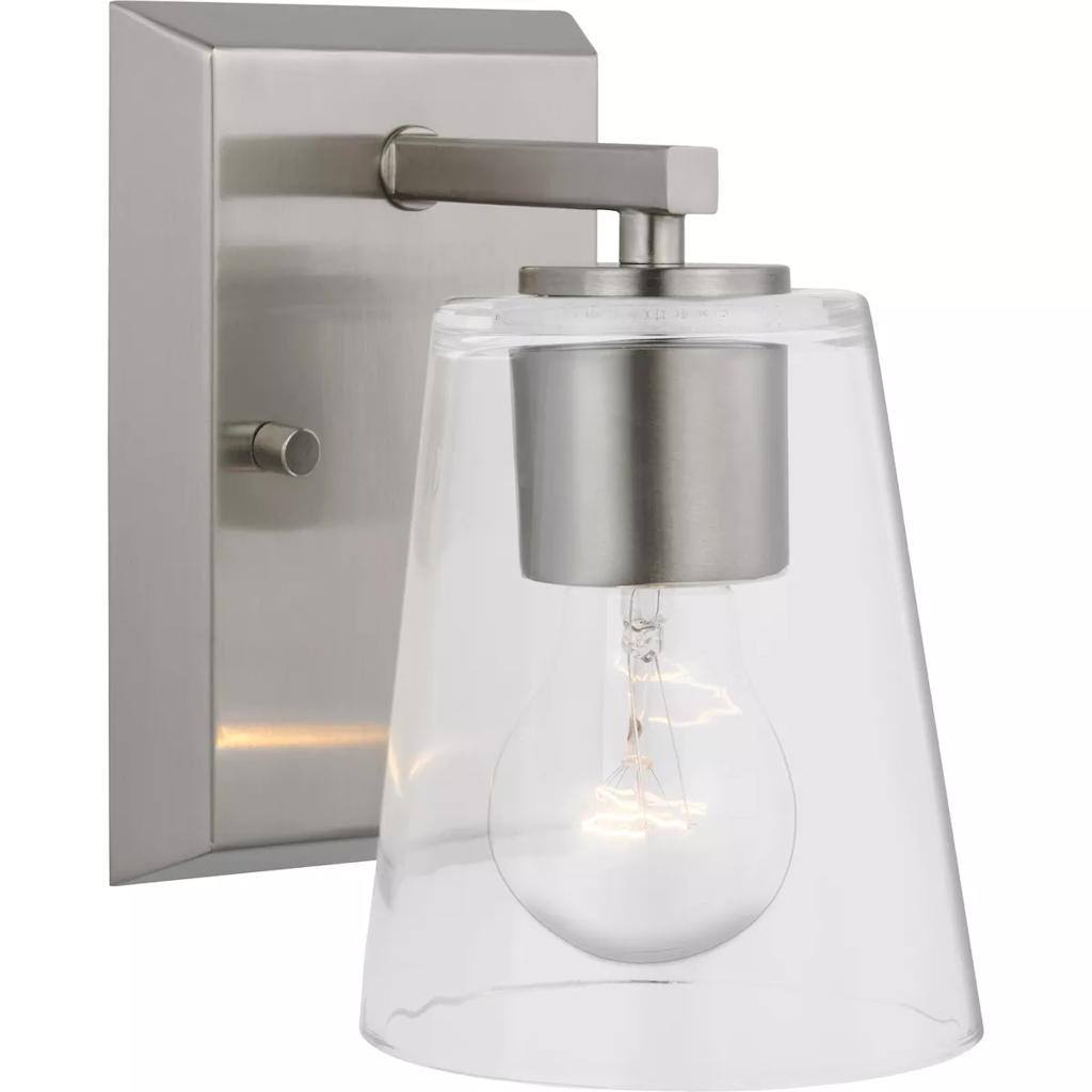 1 Light 120 volt Brushed Nickel Vanity Clear Glass Light Fixture 1