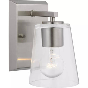 1 Light 120 volt Brushed Nickel Vanity Clear Glass Light Fixture 1