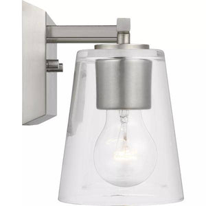 2 Light 120 volt Brushed Nickel Vanity Clear Glass Light Fixture 2