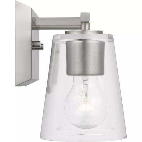 2 Light 120 volt Brushed Nickel Vanity Clear Glass Light Fixture 2