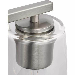 2 Light 120 volt Brushed Nickel Vanity Clear Glass Light Fixture 3