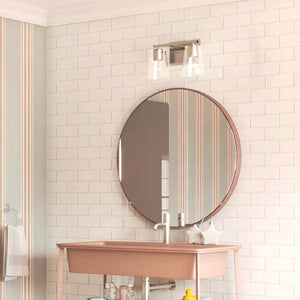 2 Light 120 volt Brushed Nickel Vanity Clear Glass Light Fixture 4