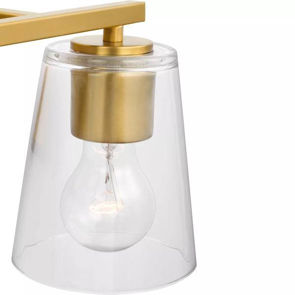 2 Light 120 volt Brushed Gold Vanity Clear Glass Light Fixture 2