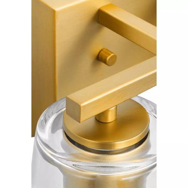 2 Light 120 volt Brushed Gold Vanity Clear Glass Light Fixture 3