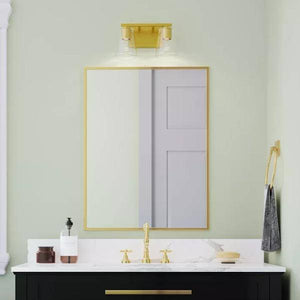 2 Light 120 volt Brushed Gold Vanity Clear Glass Light Fixture 4