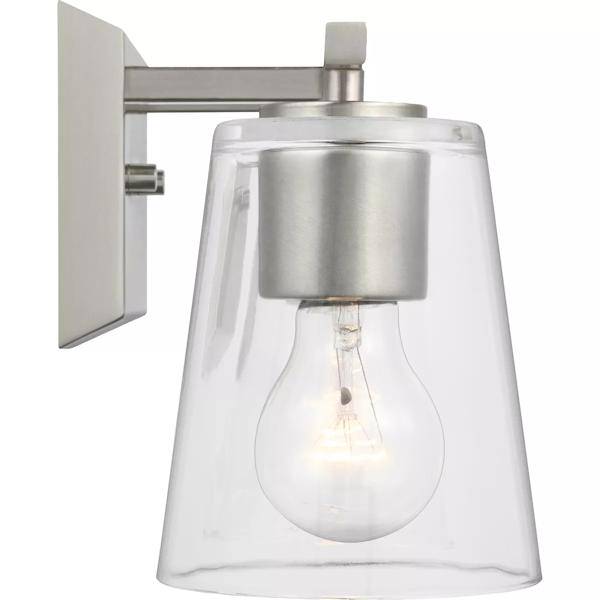 3 Light 120 volt Brushed Nickel Vanity Clear Glass Light Fixture 2