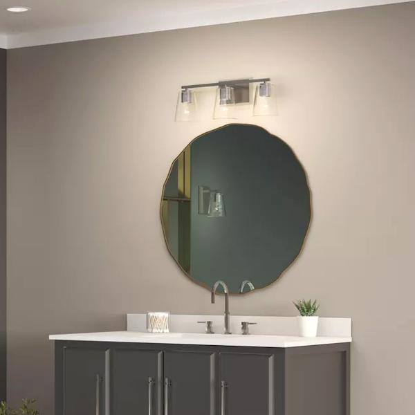 3 Light 120 volt Brushed Nickel Vanity Clear Glass Light Fixture 4