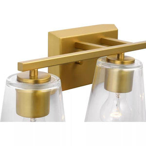 3 Light 120 volt Brushed Gold Vanity Clear Glass Light Fixture 3