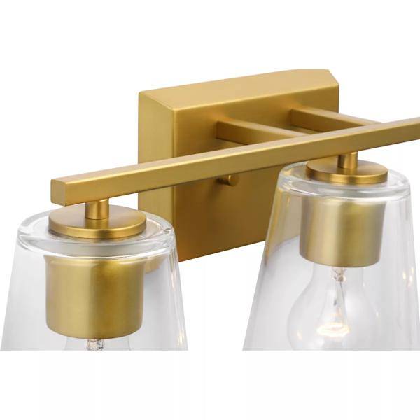 3 Light 120 volt Brushed Gold Vanity Clear Glass Light Fixture 3