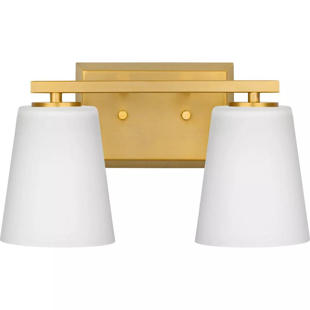 2 Light 120 volt Brushed Gold Vanity Etched Glass Light Fixture 1