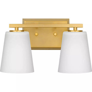 2 Light 120 volt Brushed Gold Vanity Etched Glass Light Fixture 1