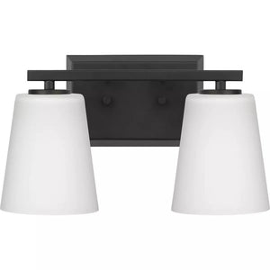 2 Light 120 volt Matte Black Vanity Etched Glass Light Fixture 1