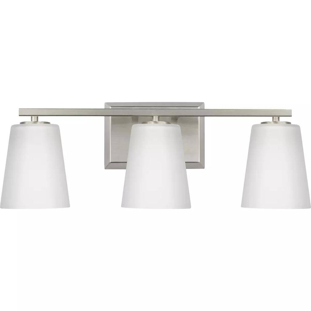 3 Light 120 volt Brushed Nickel Vanity Etched Glass Light Fixture 1
