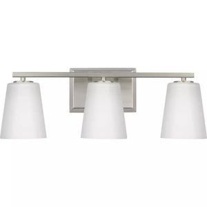 3 Light 120 volt Brushed Nickel Vanity Etched Glass Light Fixture 1