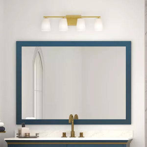 4 Light 120 volt Brushed Gold Vanity Etched Glass Light Fixture 4