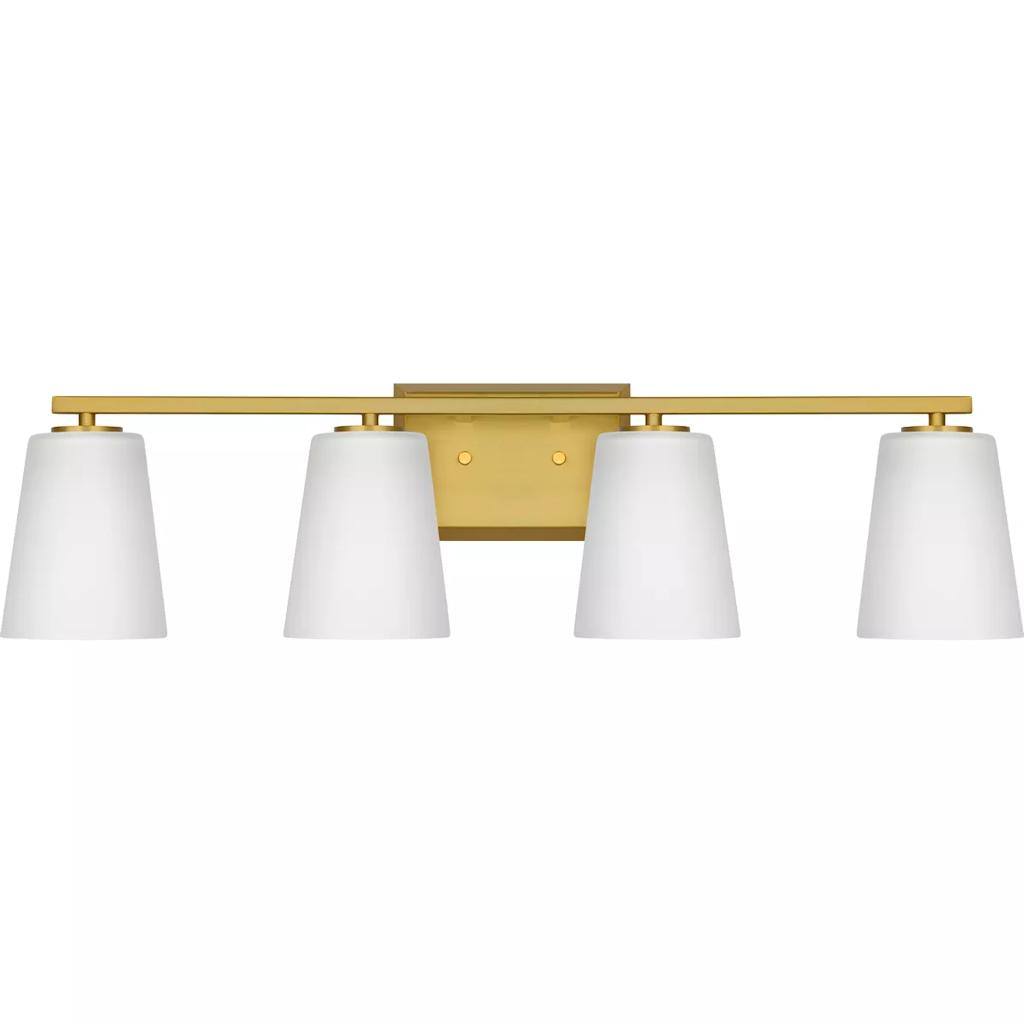 4 Light 120 volt Brushed Gold Vanity Etched Glass Light Fixture 1