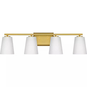 4 Light 120 volt Brushed Gold Vanity Etched Glass Light Fixture 1