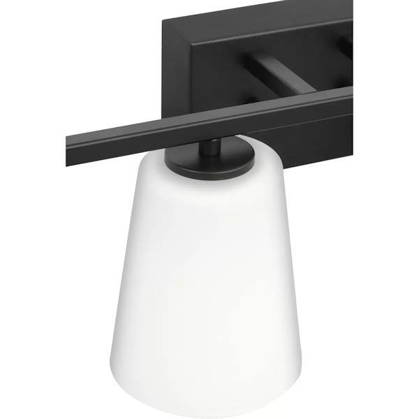 4 Light 120 volt Matte Black Vanity Etched Glass Light Fixture 2