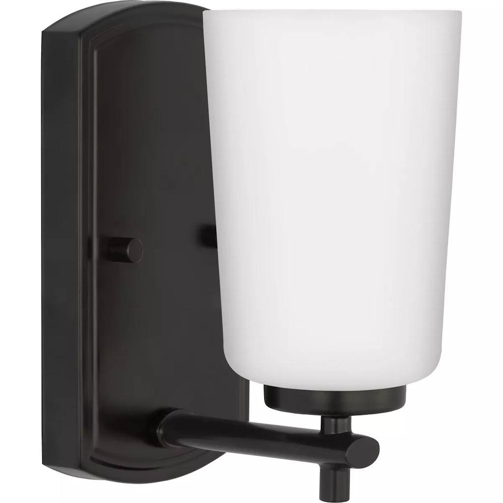 1 Light 120 volt Matte Black Vanity Etched Opal Glass Light Fixture 1