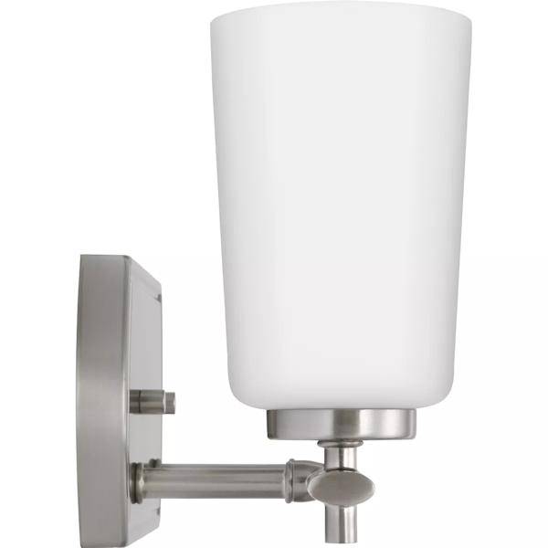 2 Light 120 volt Brushed Nickel Vanity Etched Opal Glass Light Fixture 2