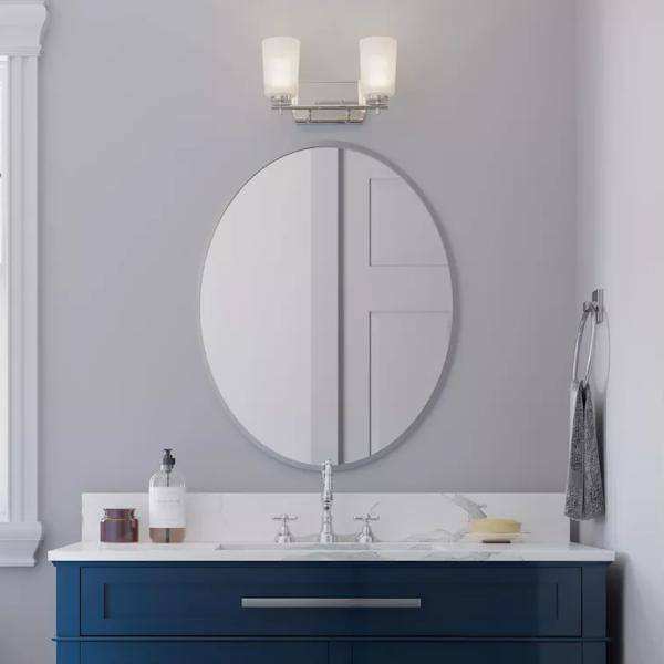2 Light 120 volt Brushed Nickel Vanity Etched Opal Glass Light Fixture 4