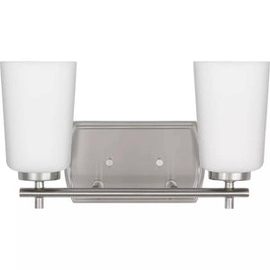 2 Light 120 volt Brushed Nickel Vanity Etched Opal Glass Light Fixture 1