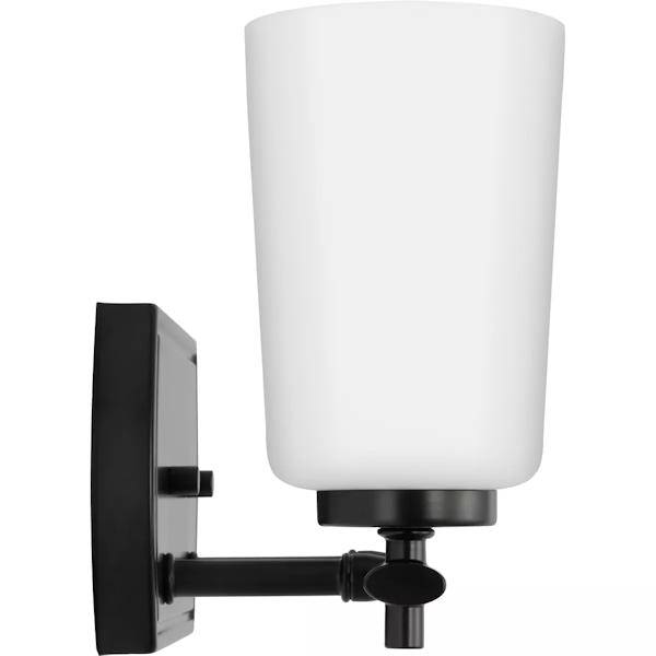 2 Light 120 volt Matte Black Vanity Etched Opal Glass Light Fixture 2