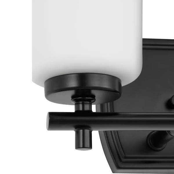 2 Light 120 volt Matte Black Vanity Etched Opal Glass Light Fixture 3