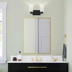 2 Light 120 volt Matte Black Vanity Etched Opal Glass Light Fixture 4