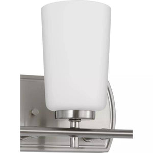3 Light 120 volt Brushed Nickel Vanity Etched Opal Glass Light Fixture 2