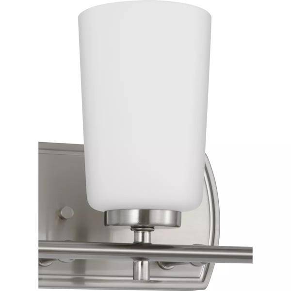 3 Light 120 volt Brushed Nickel Vanity Etched Opal Glass Light Fixture 2