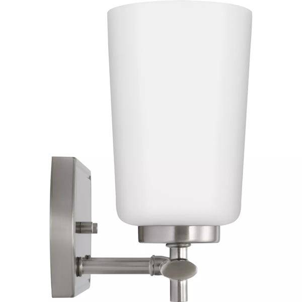 3 Light 120 volt Brushed Nickel Vanity Etched Opal Glass Light Fixture 3