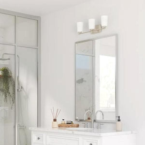 3 Light 120 volt Brushed Nickel Vanity Etched Opal Glass Light Fixture 4