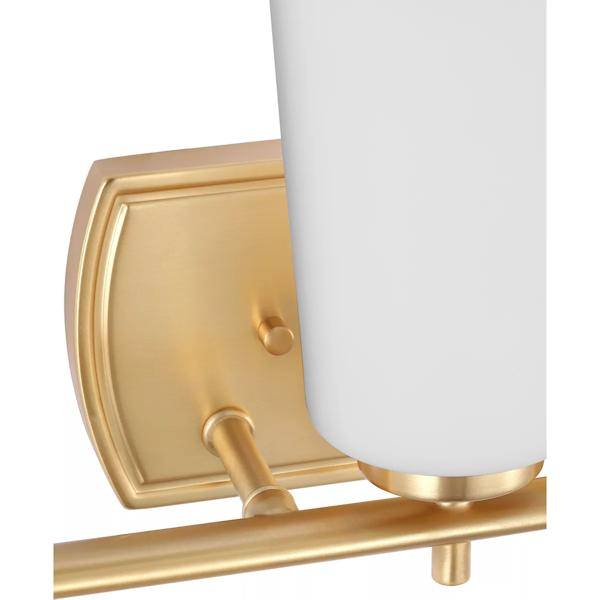 3 Light 120 volt Satin Brass Vanity Etched Opal Glass Light Fixture 2