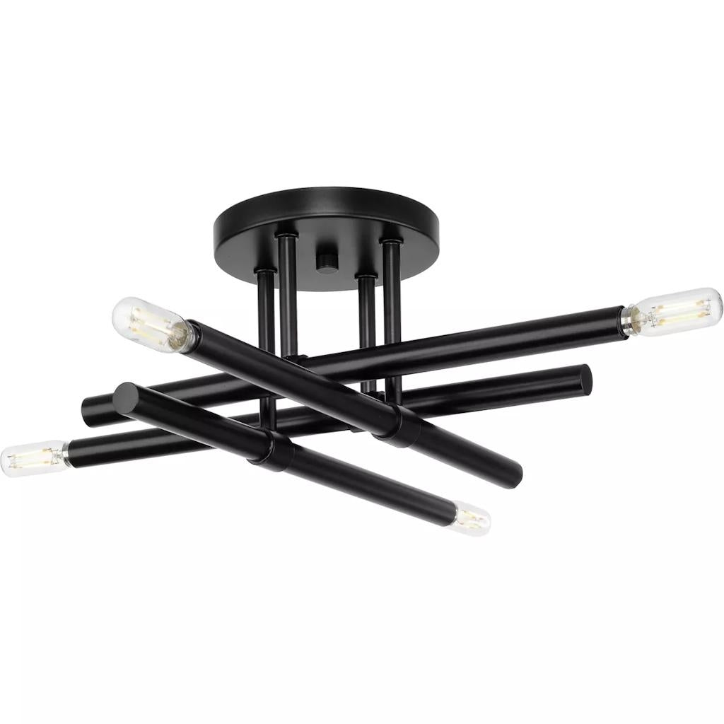 4 Light Matte Black Luxe Style Ceiling Light Fixture 1
