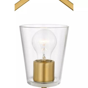 1 Light 120 volt Brushed Gold Clear Glass Shade Semi-Flush Ceiling Light Fixture 2