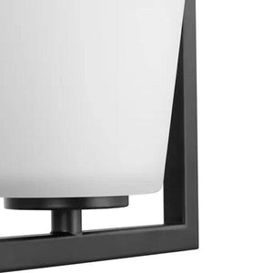 1 Light 120 volt Matte Black Etched White Glass Shade Semi-Flush Ceiling Light Fixture 3