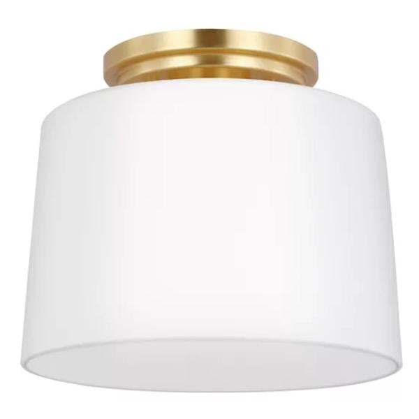 1 Light 120 volt Satin Brass Frosted Glass Bowl Ceiling Light Fixture 1