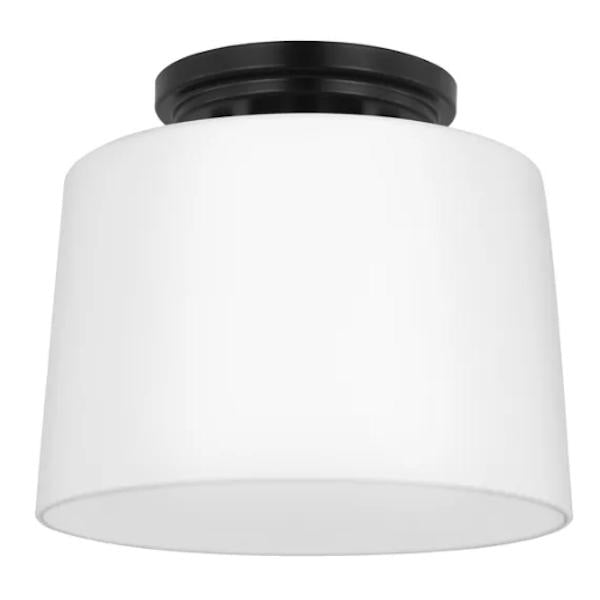 1 Light 120 volt Matte Black Frosted Glass Bowl Ceiling Light Fixture 1