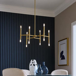 12 Light Brushed Gold Traditional Style Chandelier Light Fixture 3