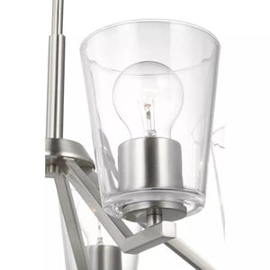 5 Light Brushed Nickel Clear Glass Shade Chandelier Light Fixture 2